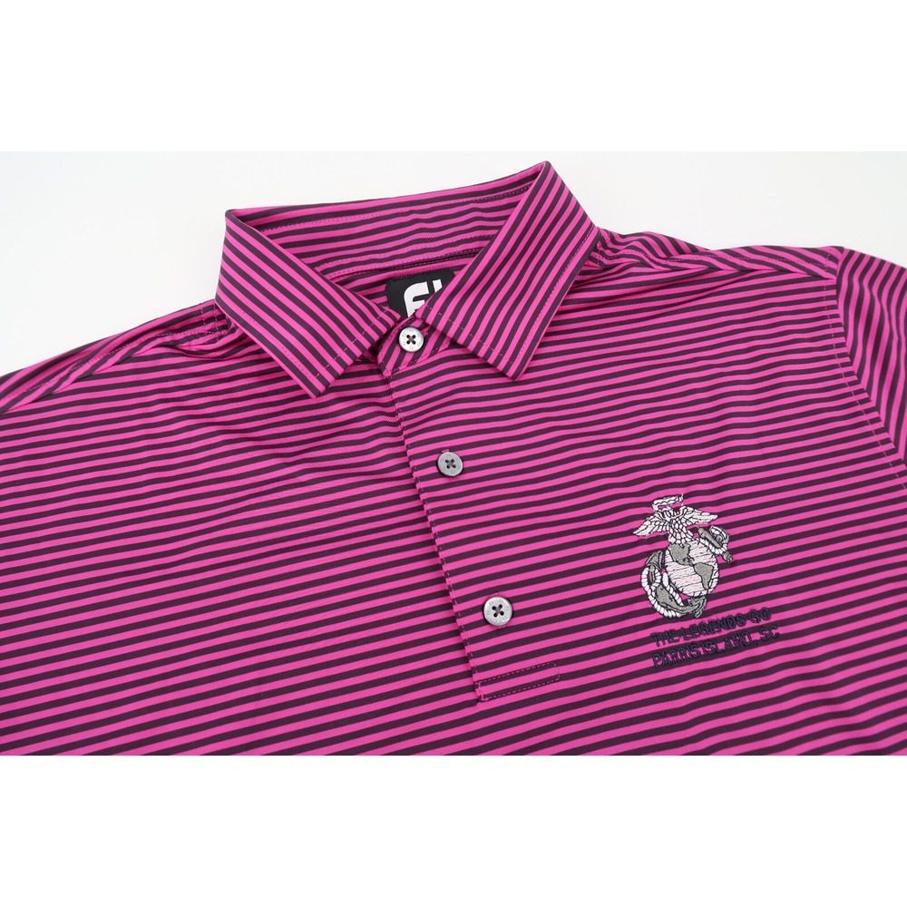 Footjoy Men's Medium Purple Striped Golf Performance Polo Shirt Military Marines
